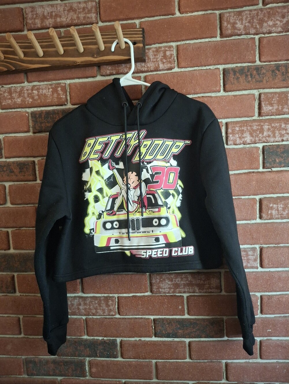 Betty Boop Black Hoodie with Neon Graphic